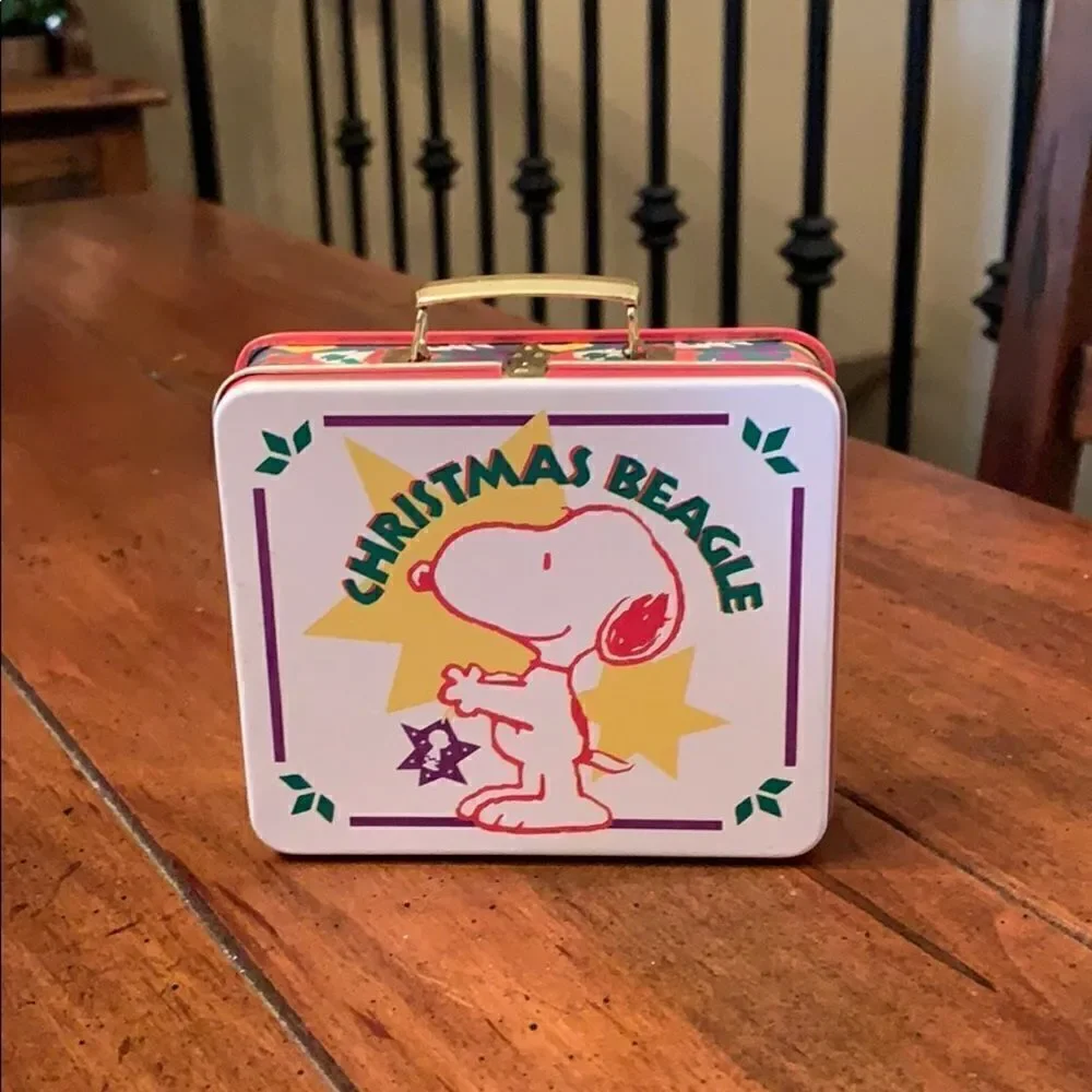 Miniature Snoopy Christmas Tin Lunch Box